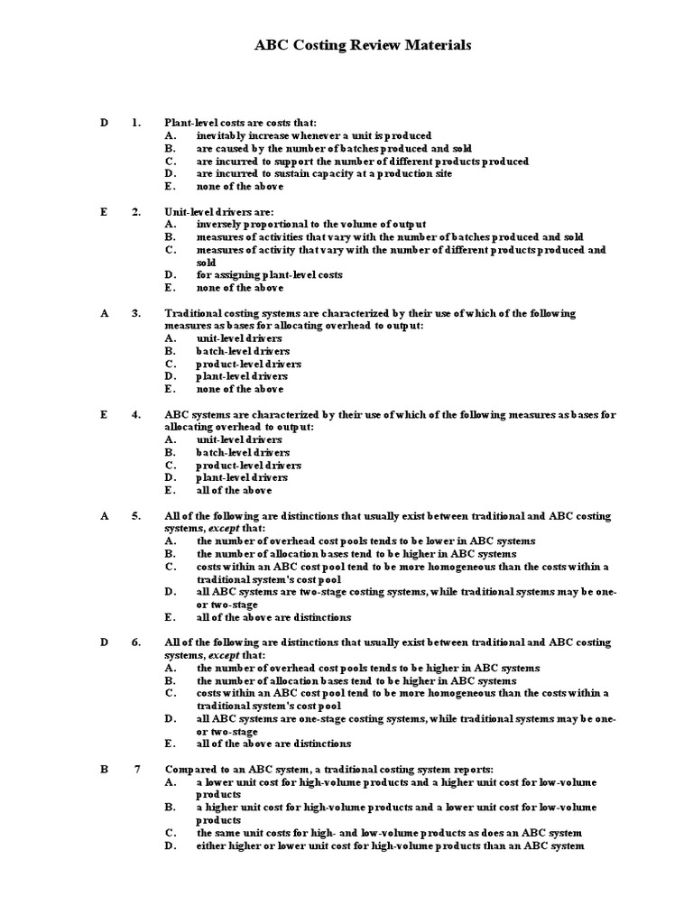 ABC Costing Overview and Comparisons | PDF | Cost | Business