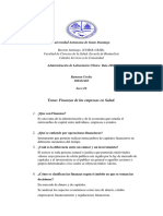 Finanzas de las empresas en Salud: Clasificación de activos, mercados financieros y presupuestos