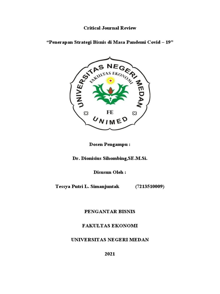 Critical journal review penerapan strategi bisnis di masa pandemi