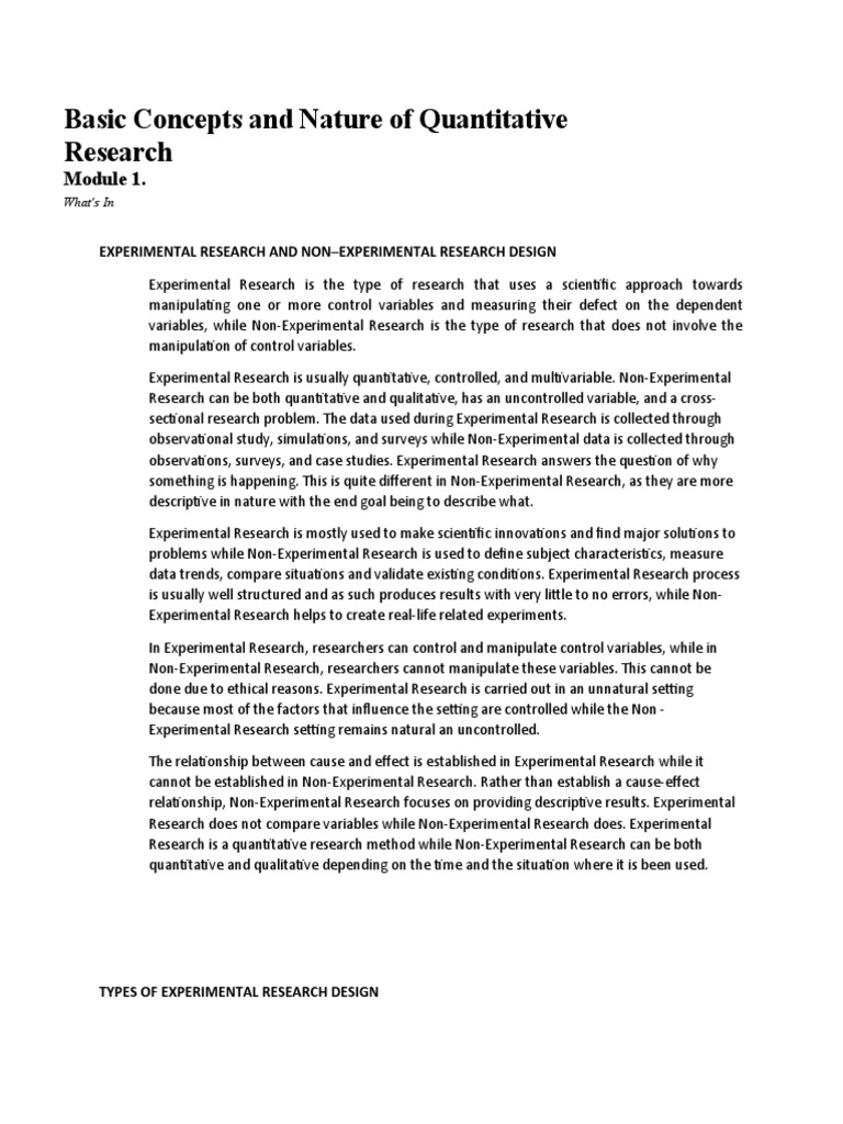 Basic Concepts and Nature of Quantitative Research | PDF | Experiment ...