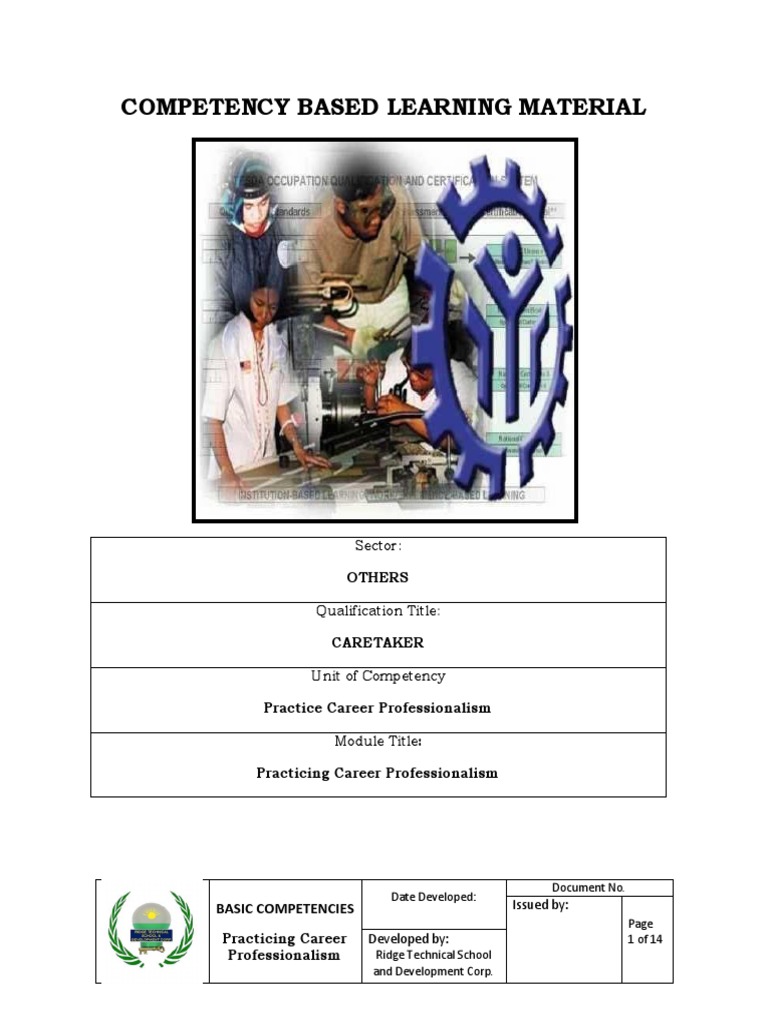 Competency Based Learning Material Basic Competencies PDF Personal