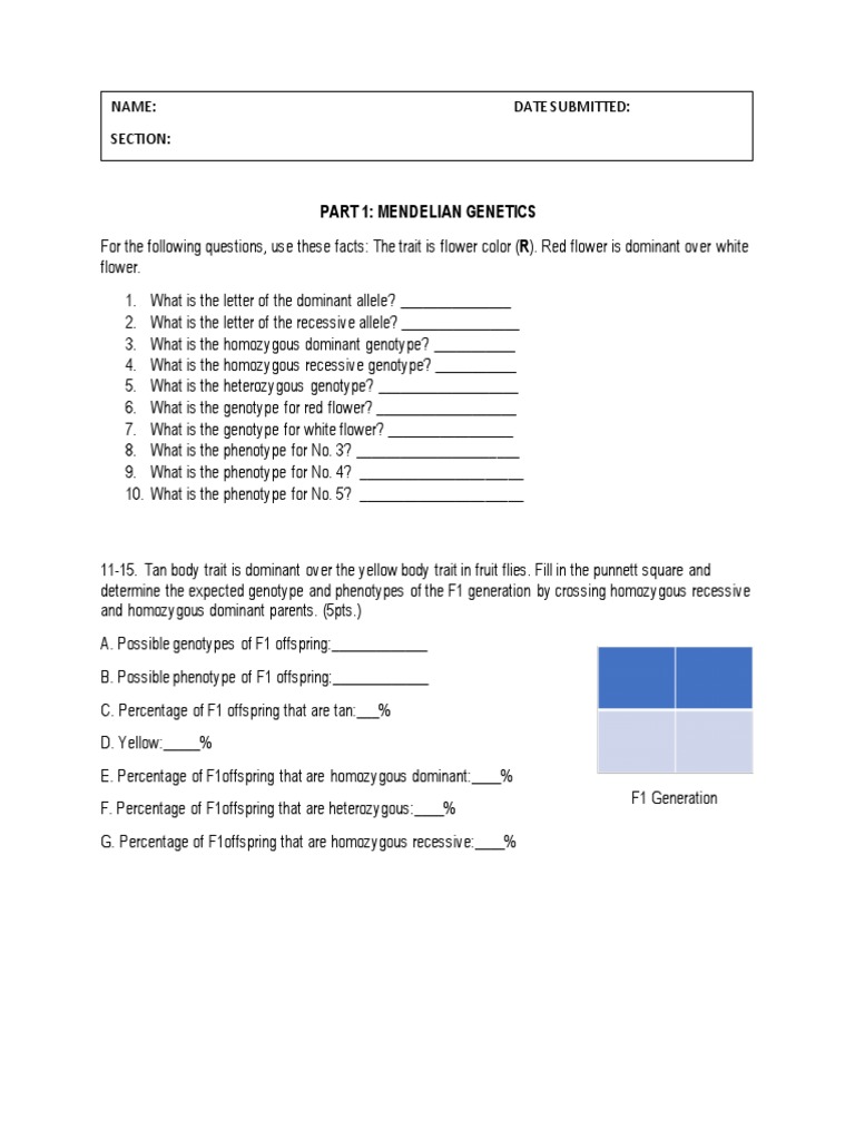 Mendelian Genetics Part 1 | PDF | Dominance (Genetics) | Zygosity