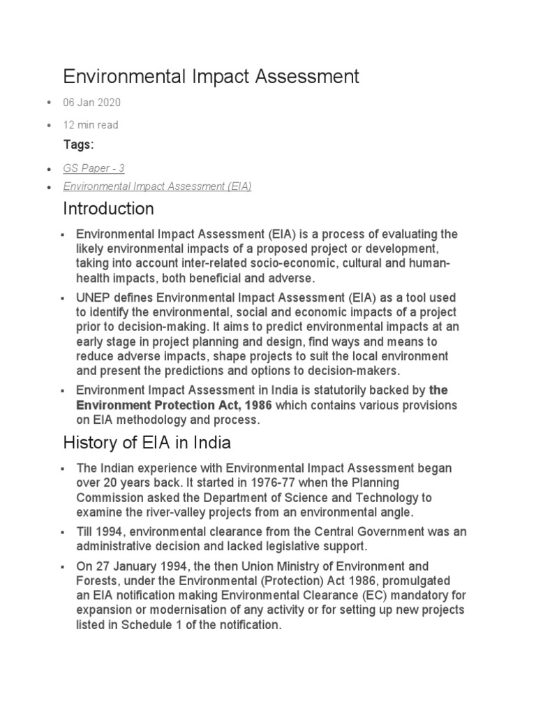 Environmental Impact Assessment | PDF | Environmental Impact Assessment
