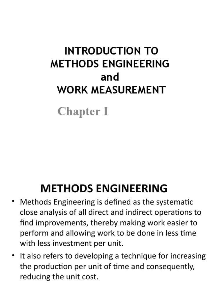 Methods Engineering & Work Measurement | PDF | Science And Technology ...