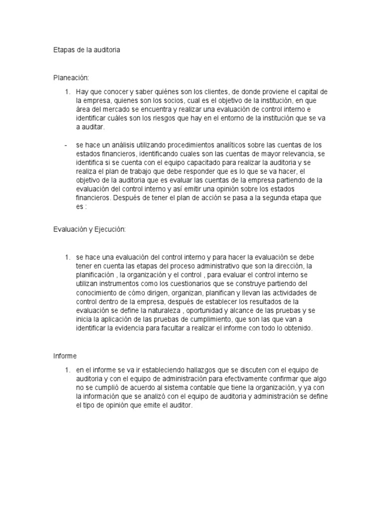 Etapas Clave de una Auditoría Financiera | PDF