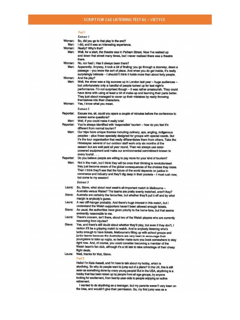 Script For CAE Listening Test 61 | PDF | Home & Garden