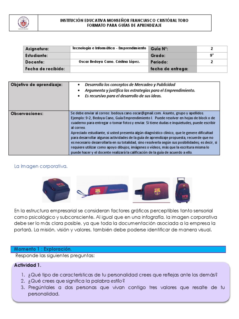 Guia de Aprendizaje #2 - Grado-9 - Tecnología | PDF | Marketing ...
