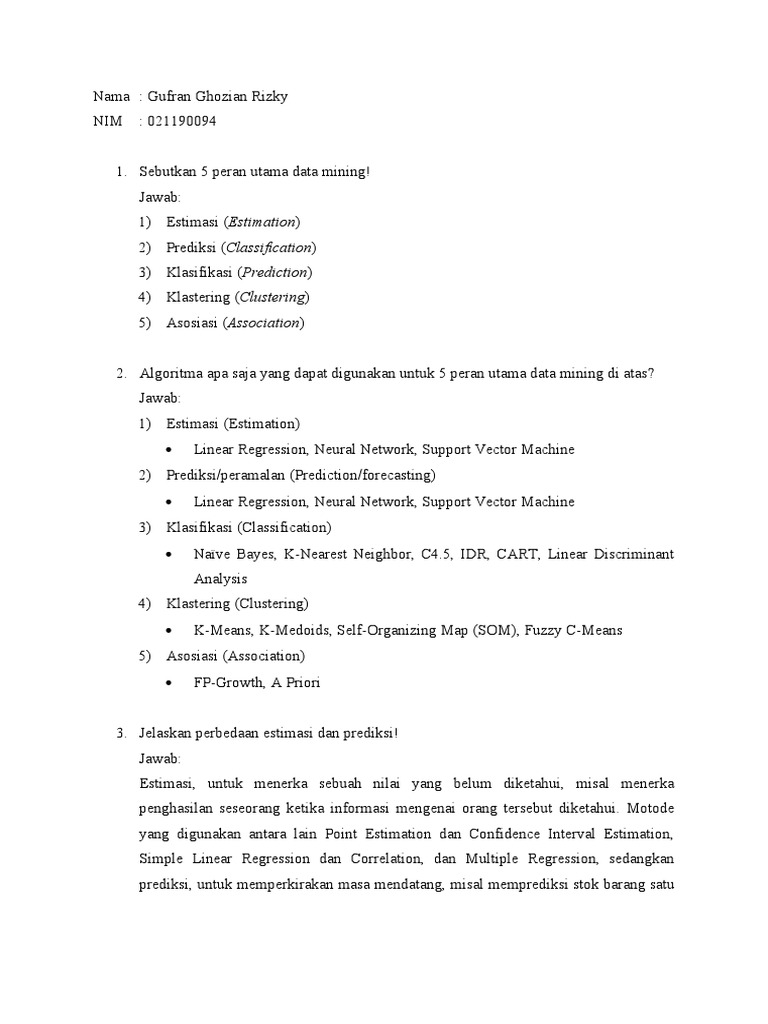 Tugas 3 Data Mining | PDF | Karier & Perkembangan | Metode & Bahan Ajar