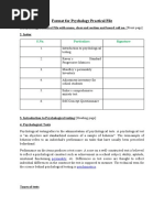 Format For Psychology Practical File and SCQ