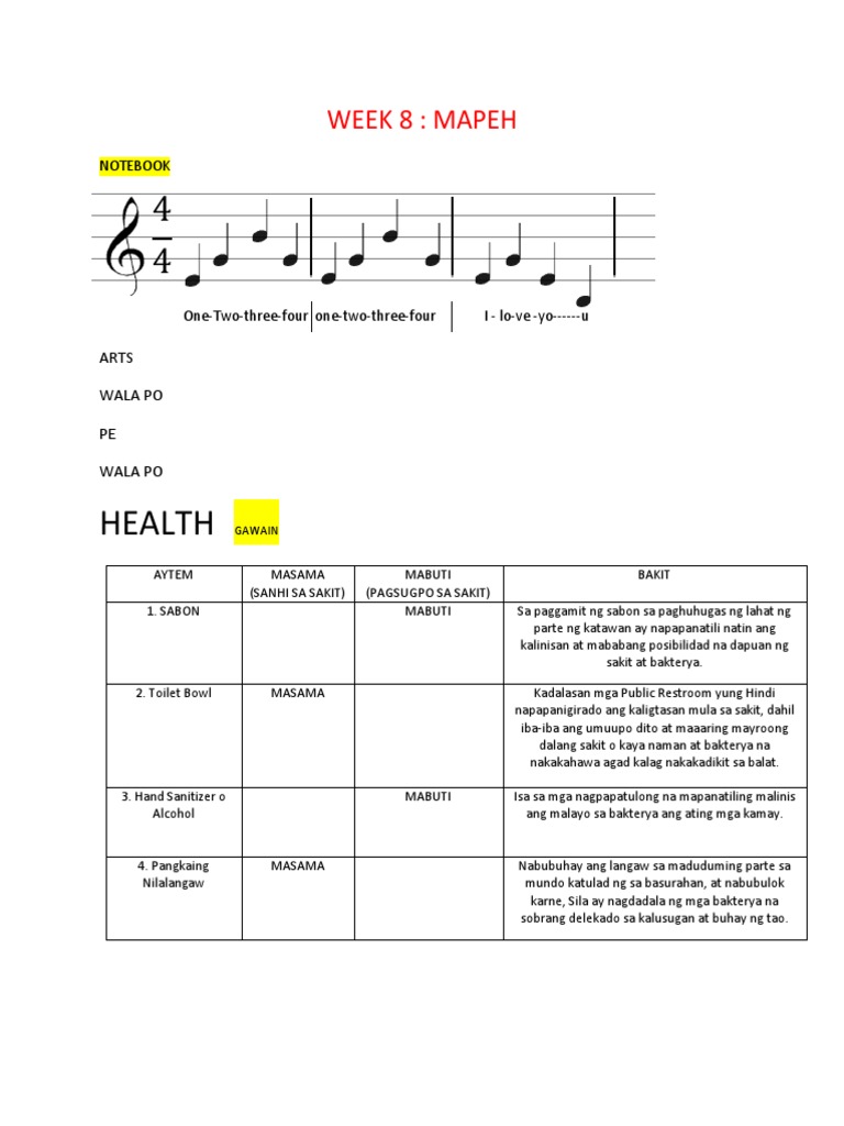 Week 8 Mapeh | PDF