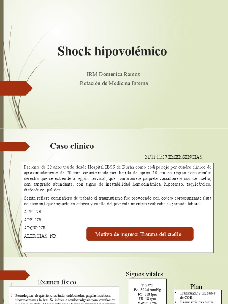 Manejo del Shock Hipovolémico en Trauma | PDF | Fisiología ...