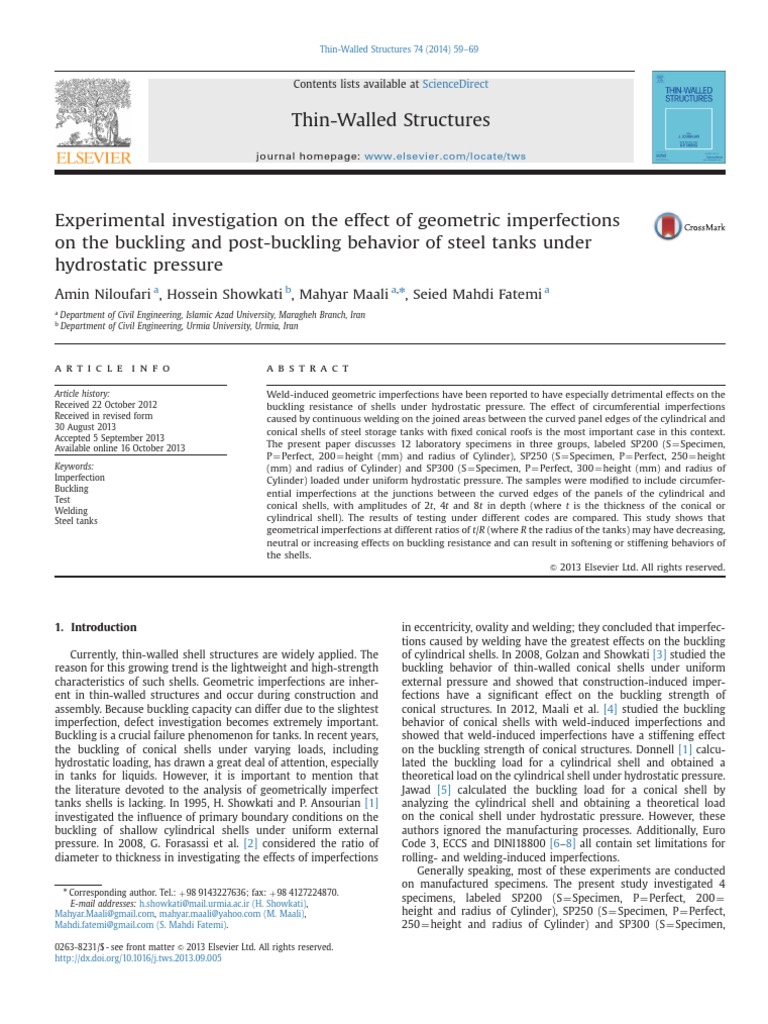 Experimental Investigation On The Effect of Geometric Imperfections ...