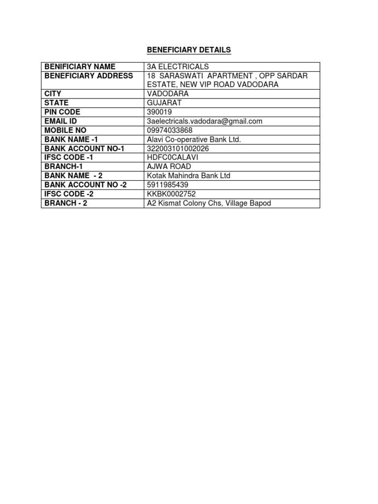 Beneficiary Detail | PDF | Finance & Money Management