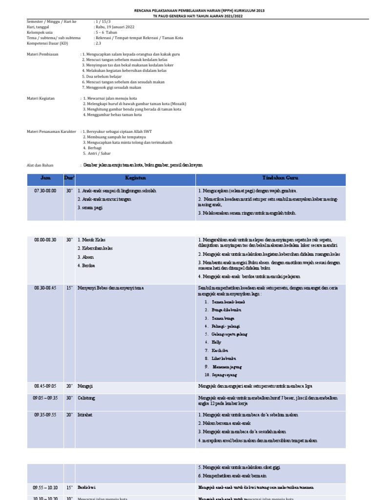 RPPH TK - Taman Kotaa | PDF