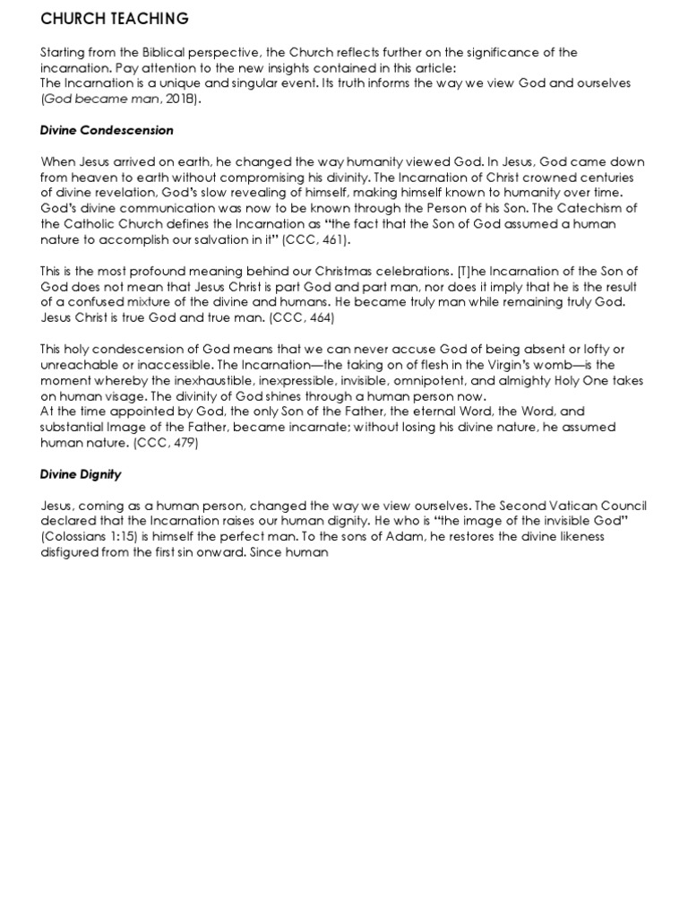 Understanding the Incarnation's Significance | PDF | Incarnation ...