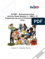 STVEP - Entrepreneurship Activity Sheet Quarter 3 - MELC 12 Preparing Lay-Out of Production/Service Area