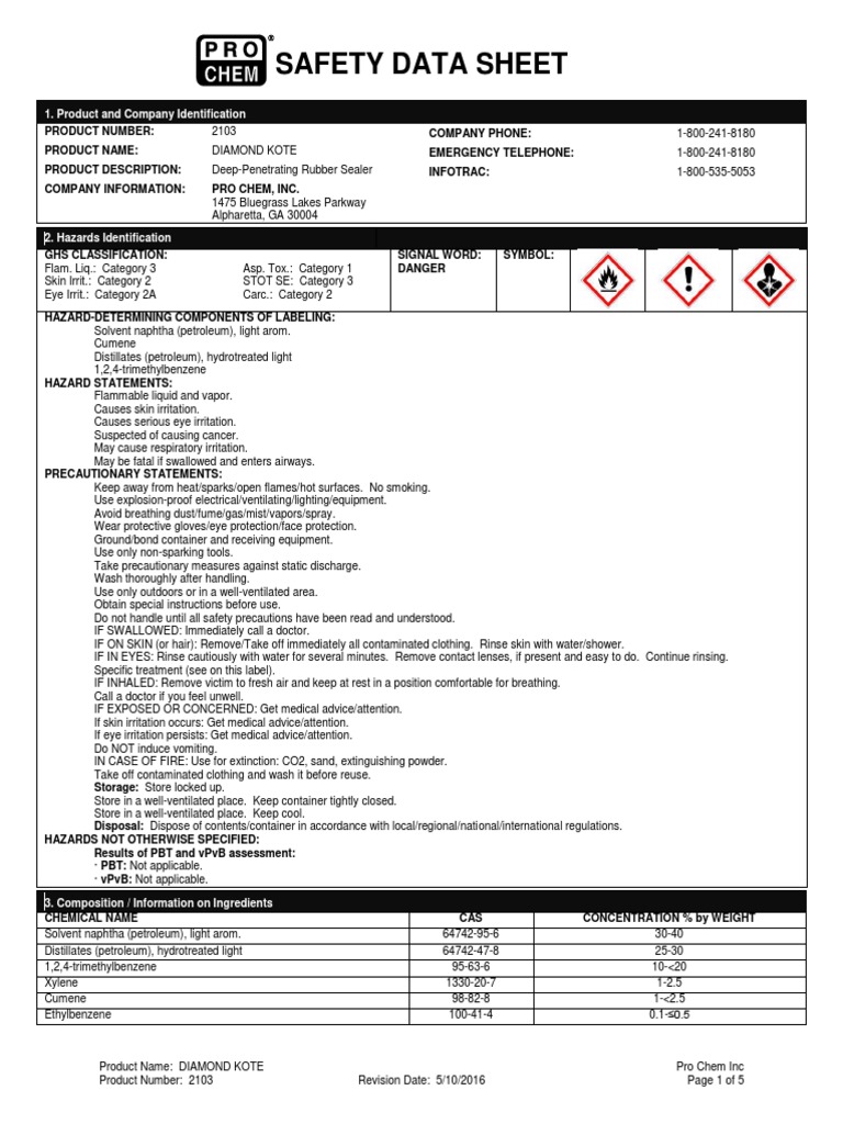 Safety Data Sheet: 1. Product and Company Identification | PDF ...