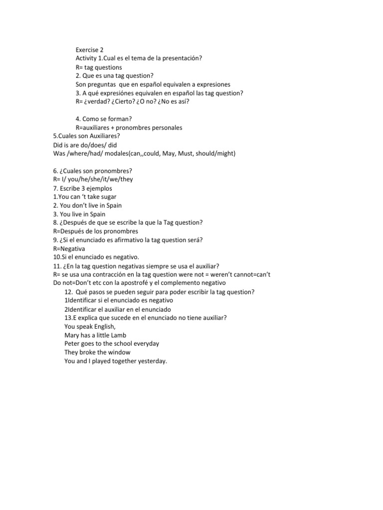 Activity 2 de Ingles | PDF | Language Arts & Discipline | Foreign ...