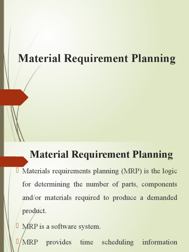 Material Requirement Planning PDF Inventory Business
