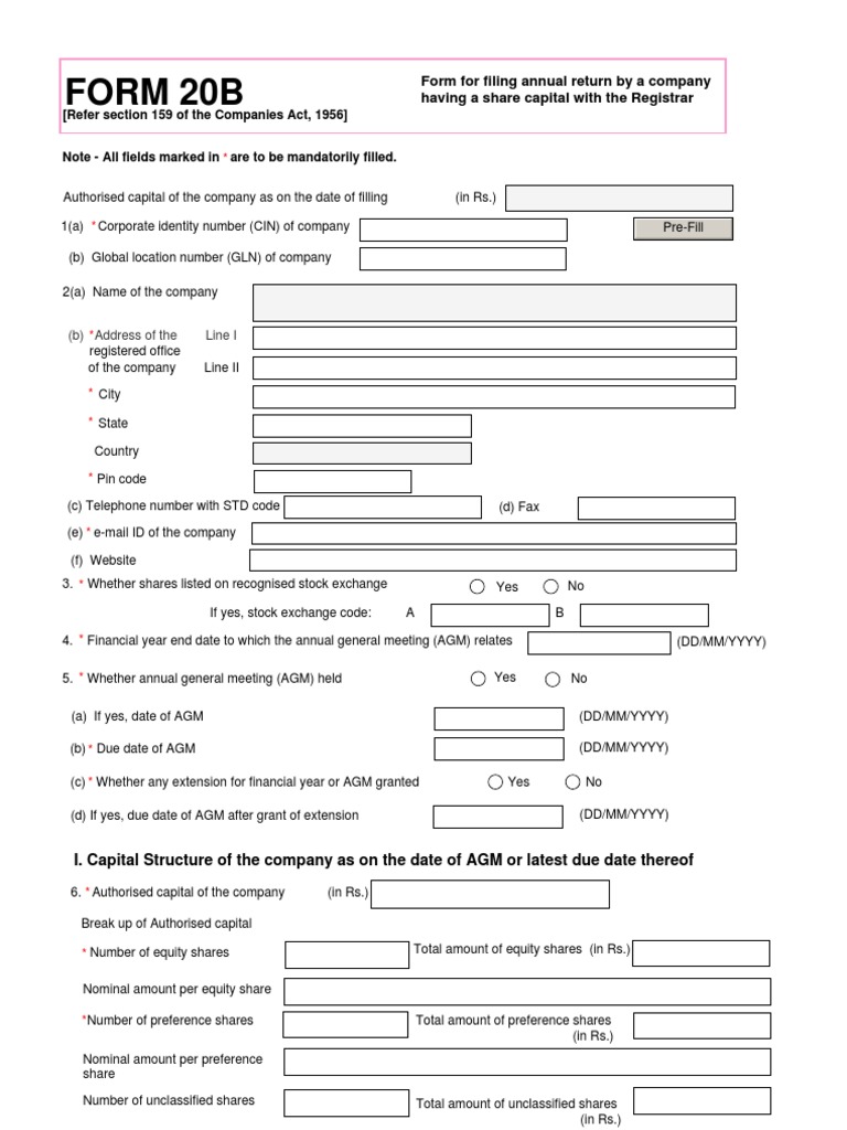 Form 20b refer section 159 of the companies act 1956 download