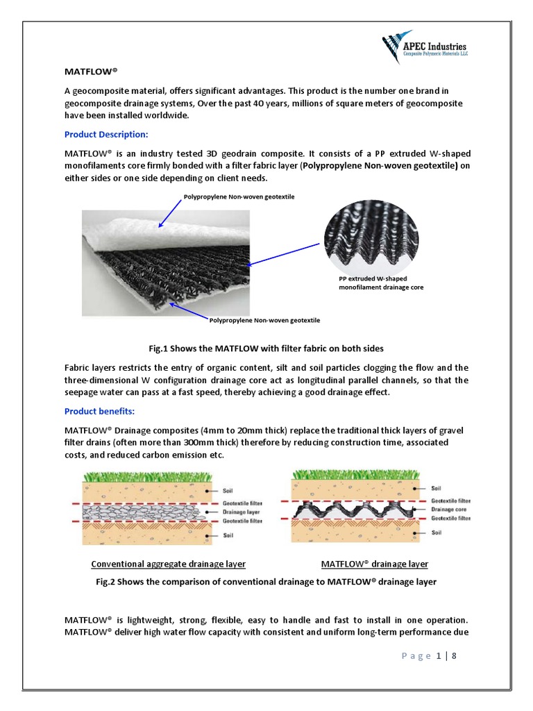 Matflow®: Product Description | PDF | Drainage | Deep Foundation