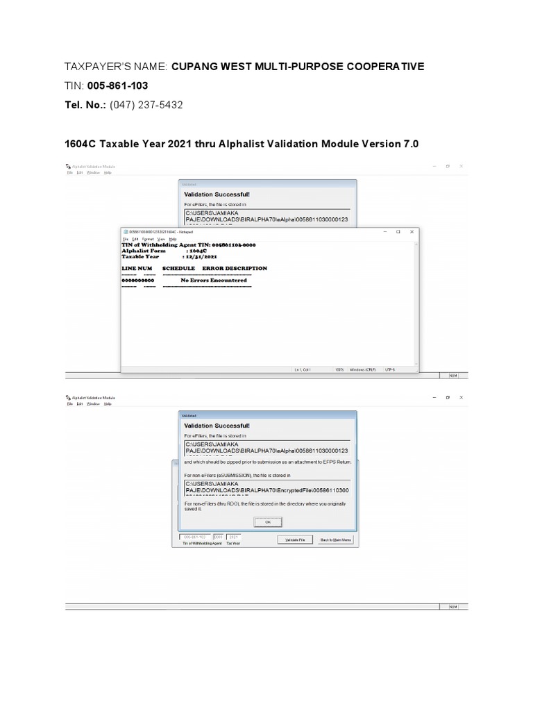 CUPANG WEST MPC - Alphalist Validation | PDF