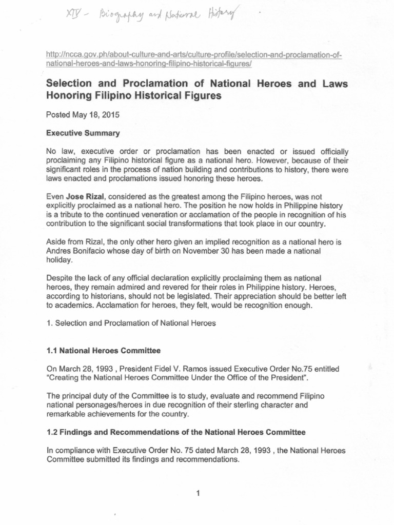 Selection and Proclamation of National Heroes PDF