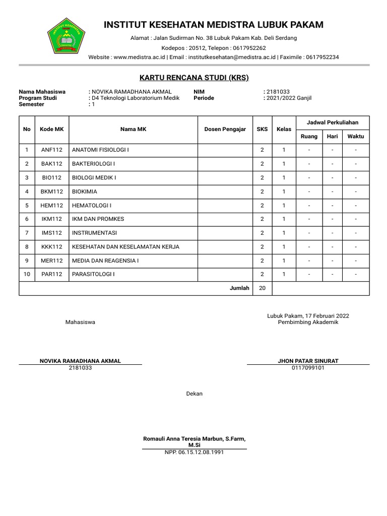 Cetak Laporan KRS Mahasiswa | PDF