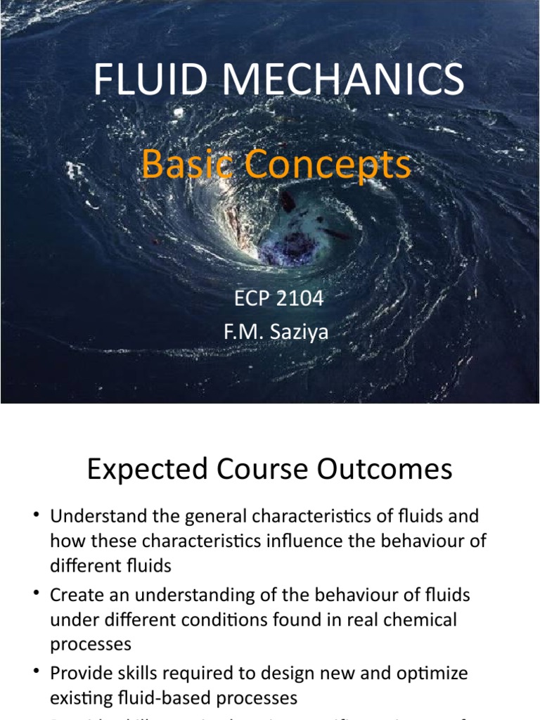 Lecture 1 Fluid Mechanics Basics PDF Gases Liquids