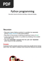 Python Programming: Recursion, Recursive Function Searching, Sorting and Merging