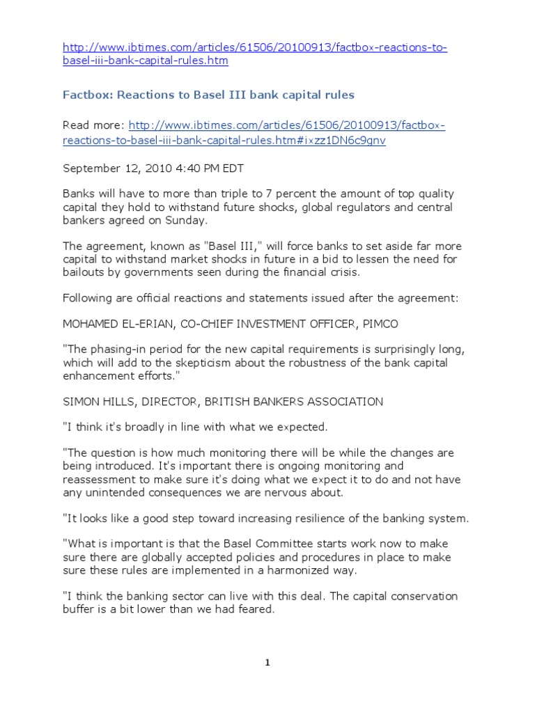 Basel II | PDF | Basel Iii | Basel Ii