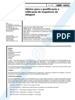 NBR 14842 Critérios para A Qualificação e Certificação de Inspetores de Soldagem