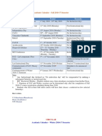 Academic Calendar Fall & Win 16-17, 17-18, 18-19 & 19-20