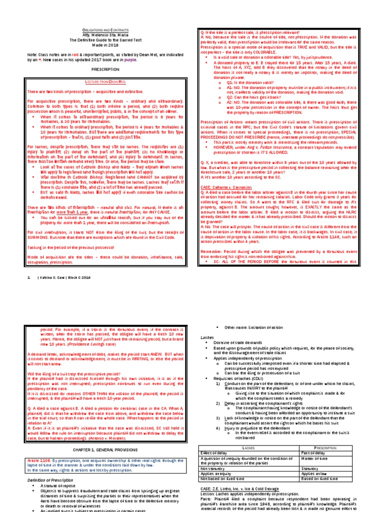 General Guide To ObliCon PDF Statute Of Limitations Laches (Equity)