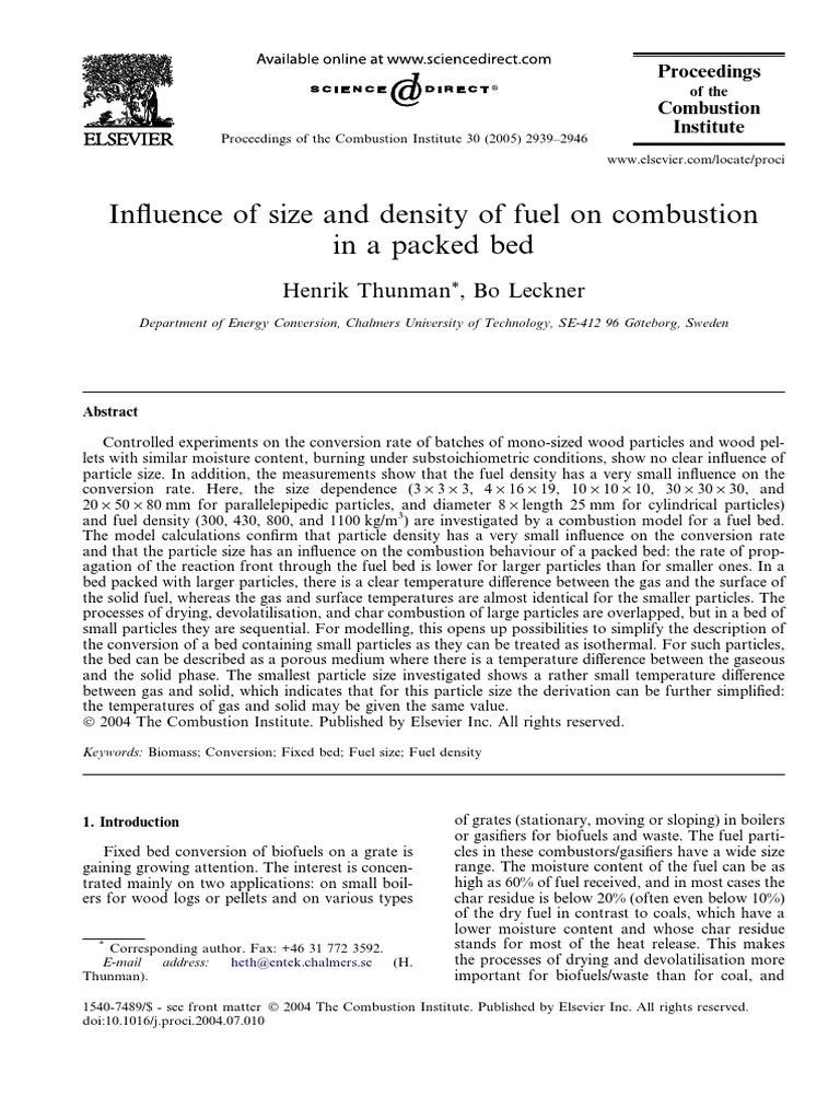 Fuel Size and Density Effects on Combustion | PDF | Gases | Combustion