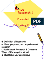 Research 1: Presented By: Pof. Leilany Q. Ursua
