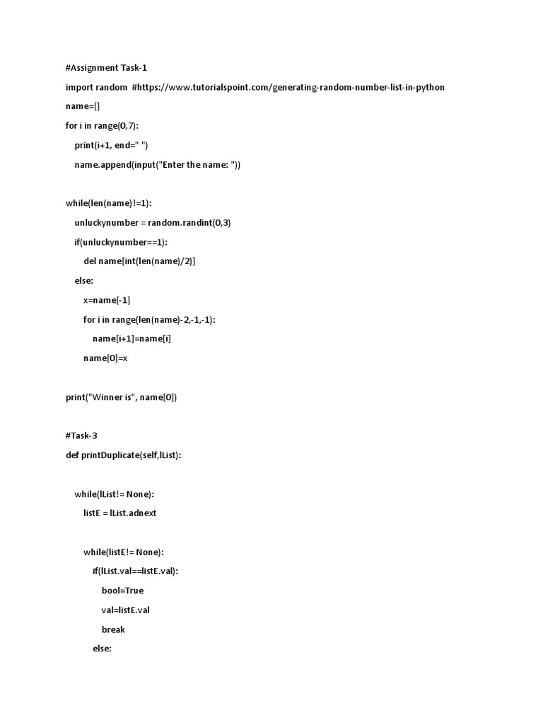 Python Random Name Selector Script | PDF