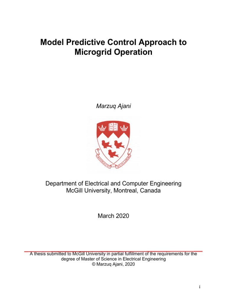 Model Predictive Control Approach To Microgrid Operation: Marzuq Ajani ...