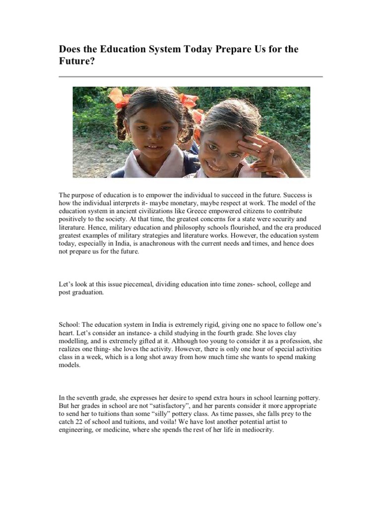Does The Education System Today Prepare Us For The Future | PDF ...