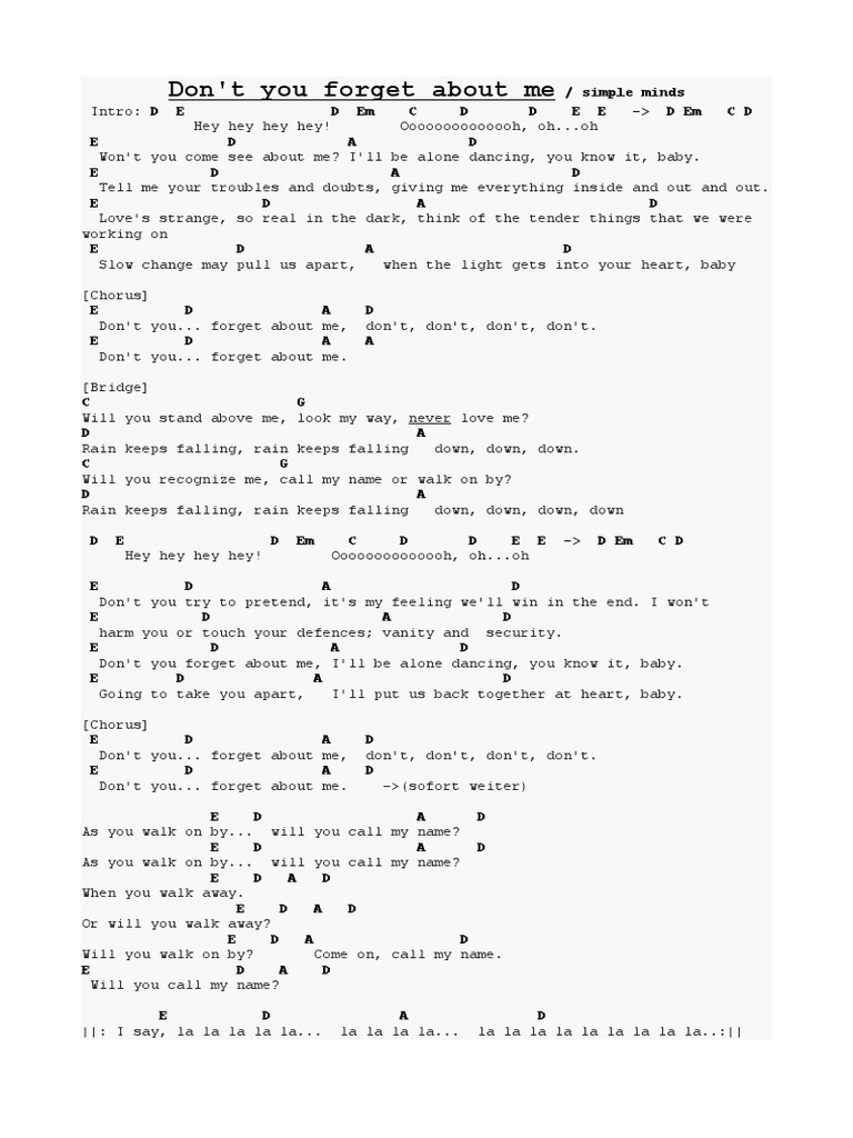 Don T You Forget About Me Pdf