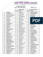 BCA Department Room Allotment for Preparatory Examination