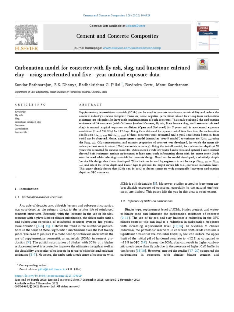 Carbonation Model For Concretes With Fly Ash, Slag, and Limestone