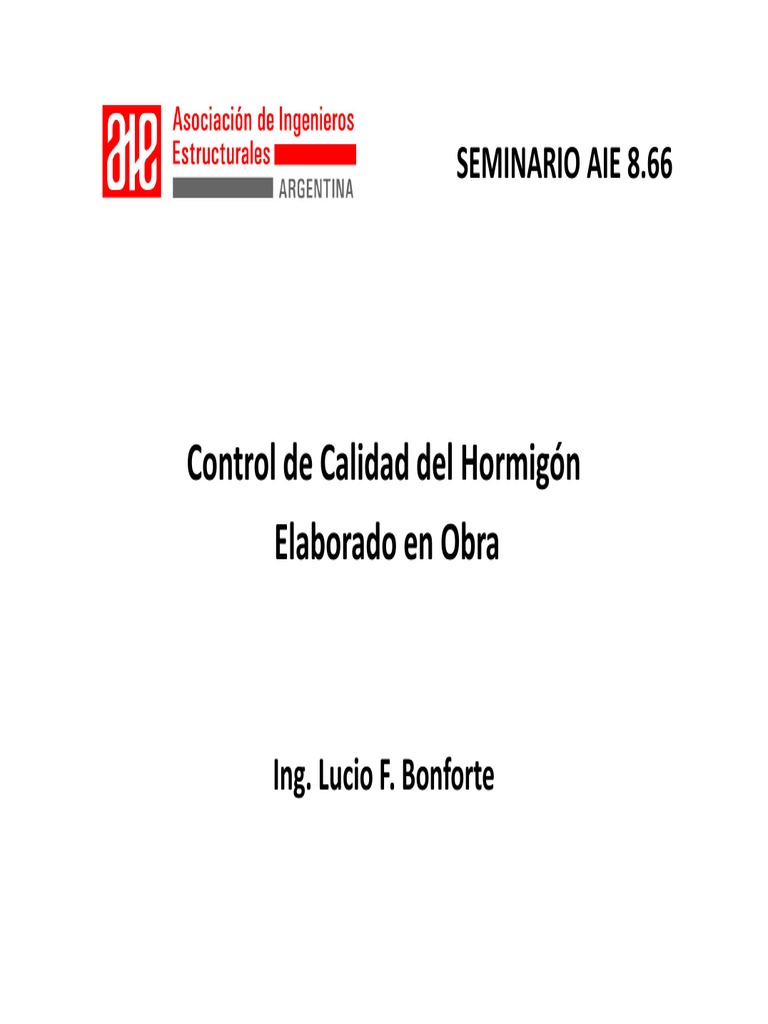 Control de Calidad Del Hormigón Elaborado en Obra - AIE 8,66 | PDF ...
