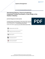 Shortening Delivery Times by Predicting Customers Online Purchases A Case Study in The Fashion Industry