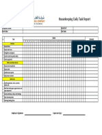 Housekeeping Daily Task Report: Employee Name: Month Of: Start Date: End Date