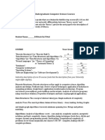 Core Undergraduate Computer Science Courses Form