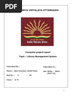 Kendriya Vidyalaya Uttarkashi: Computer Project Report Topic:-Library Management System