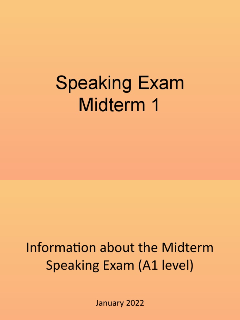Midterm Speaking Exam A1 PDF Test (Assessment) Communication