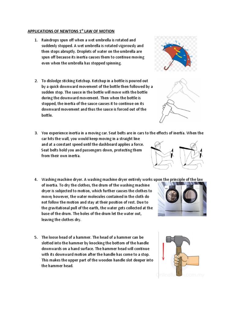 Applications Of Newtons 1st Law Of Motion Pdf