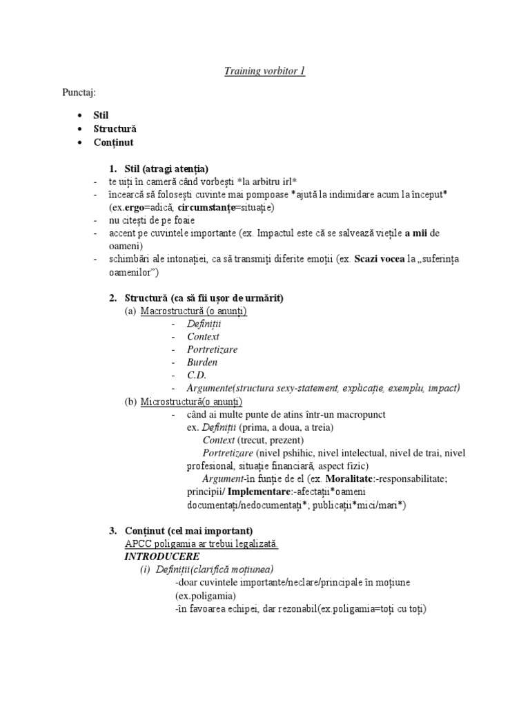 Training Vorbitor 1 | PDF